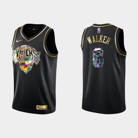 Maglia NBA New York Knicks Kemba Walker 8 Nike 2021-22 Nero Golden Edition 75th Anniversary Diamond Swingman - Uomo